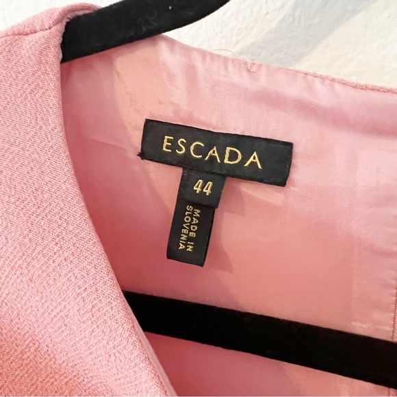 Escada Dascalopa Scalloped Pink Wool Midi Dress Button Size 44 - Picture 3 of 5